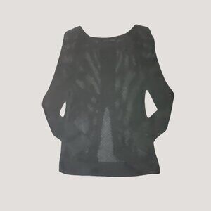 Sweater Black Ivanka Trump Medium Womens Open Crochet Knit Long Sleeve